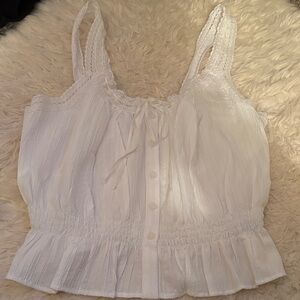 American Eagle Outfitters White Lace Strap Blouse